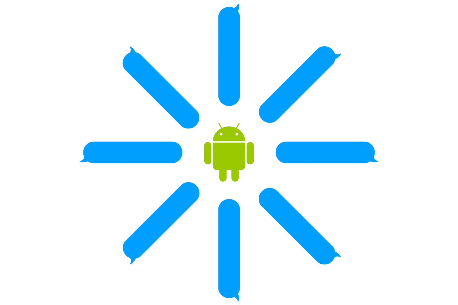 The Android logo, surrounded by blue bubbles such as the ones that appear in iMessages when you text between iPhones. 