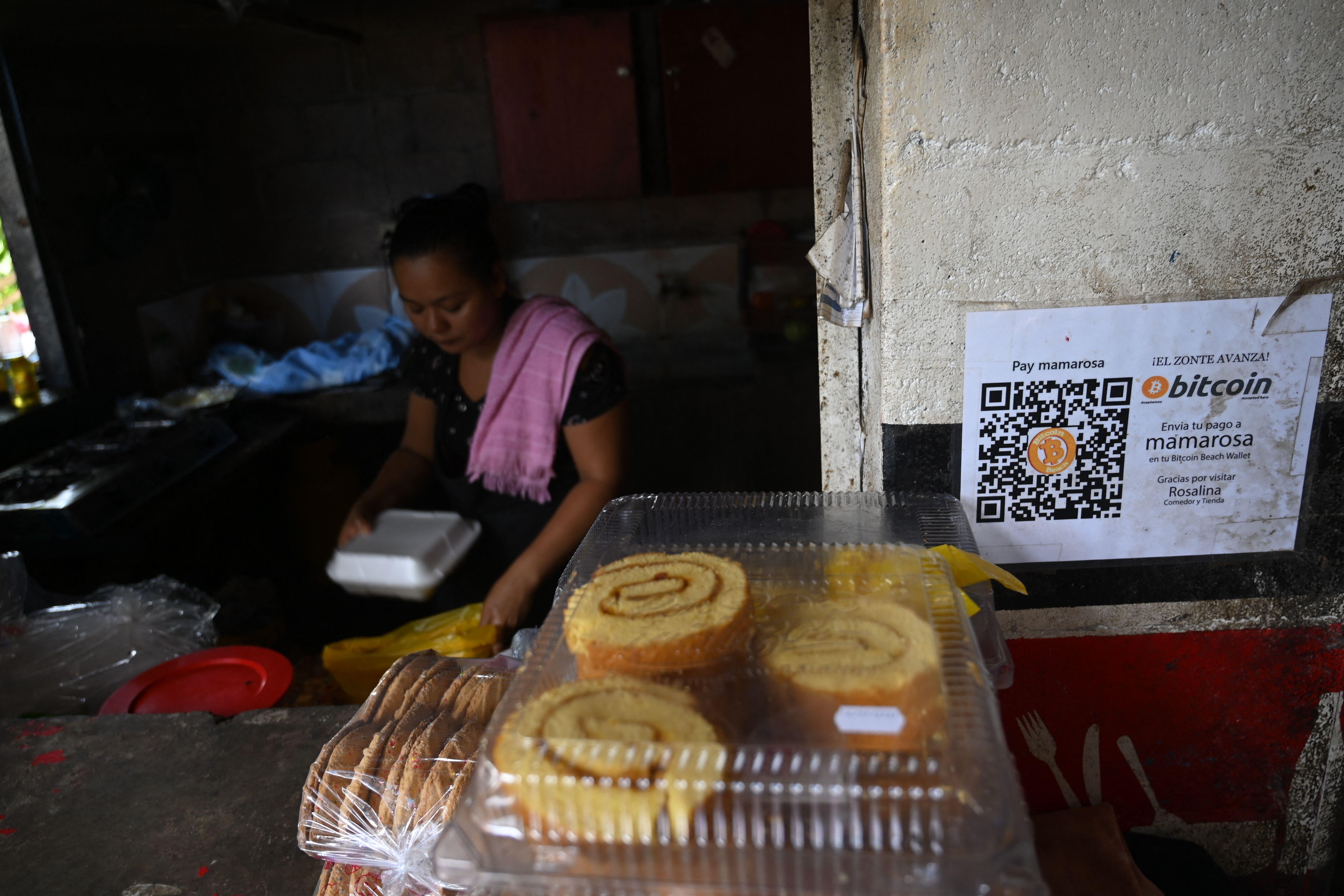 A woman is seen in a store where bitcoins are accepted in El Zonte, La Libertad, El Salvador.
