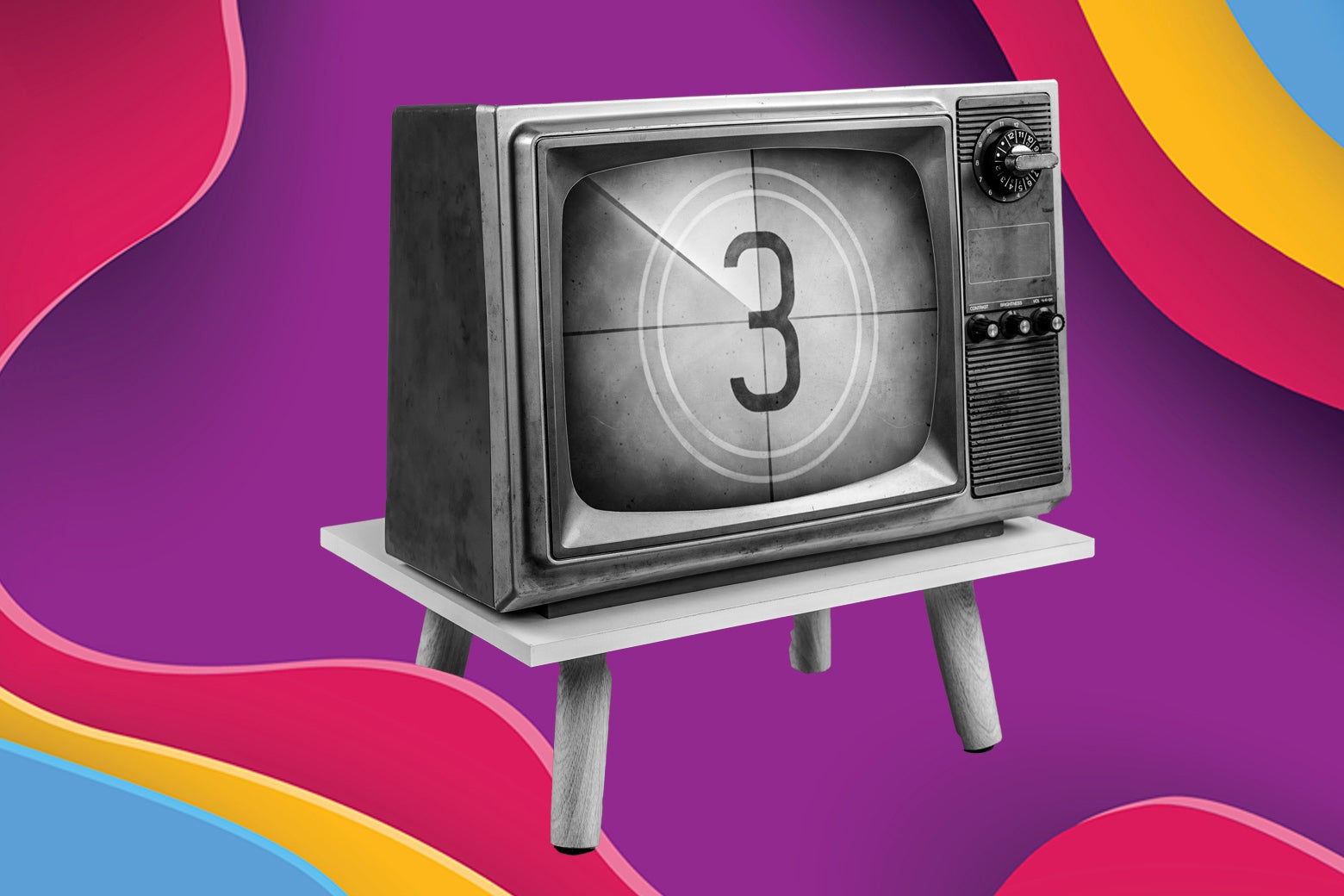 An old-fashioned TV with a countdown on it.