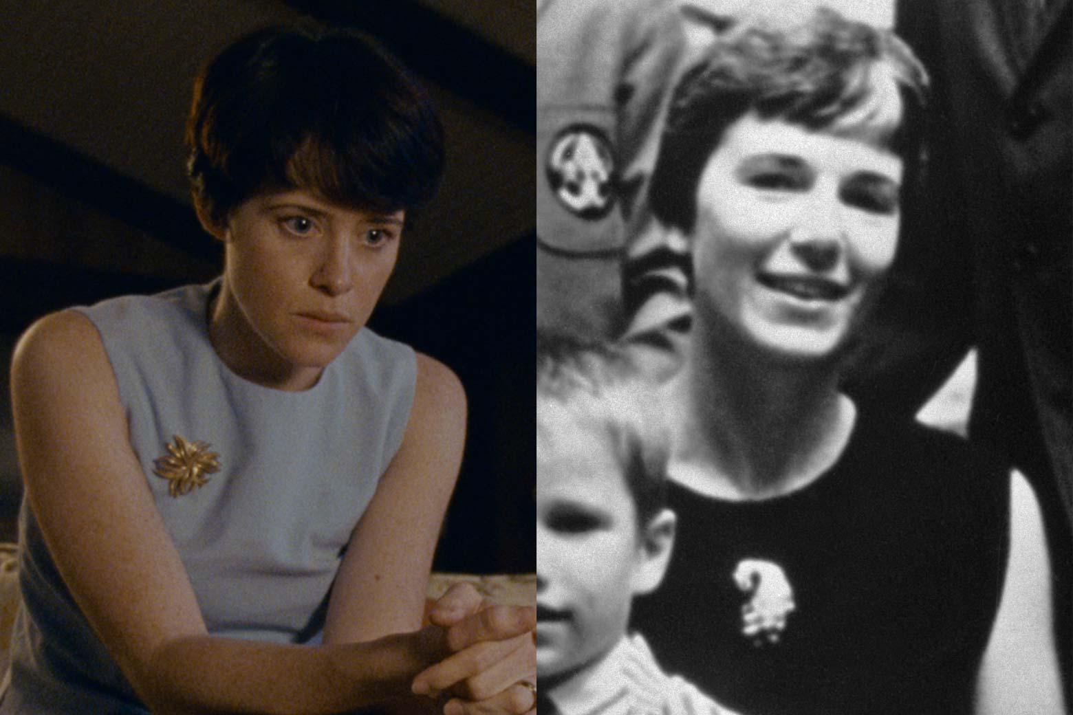 Side-by-side of Claire Foy and Janet Armstrong.