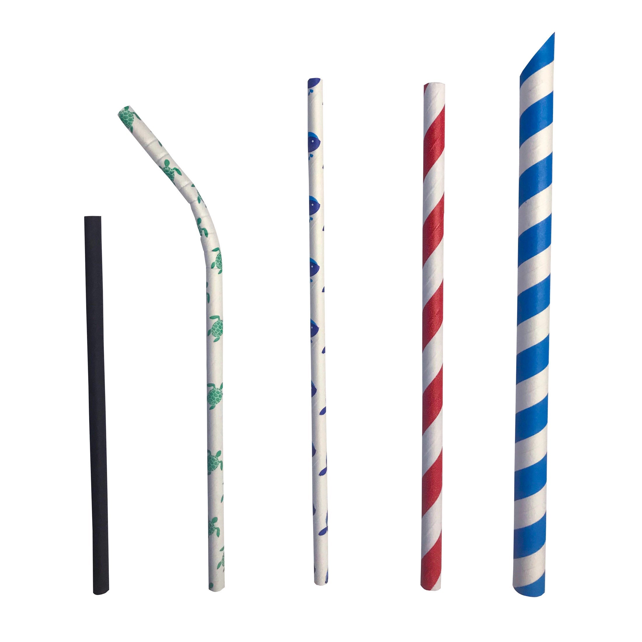 Paper straws lined up.