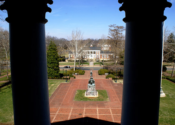 View from the rotunda at the UVA campus, March 2008.