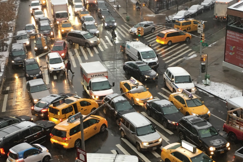 Car culture on Varick Street in New York City, December 2017.