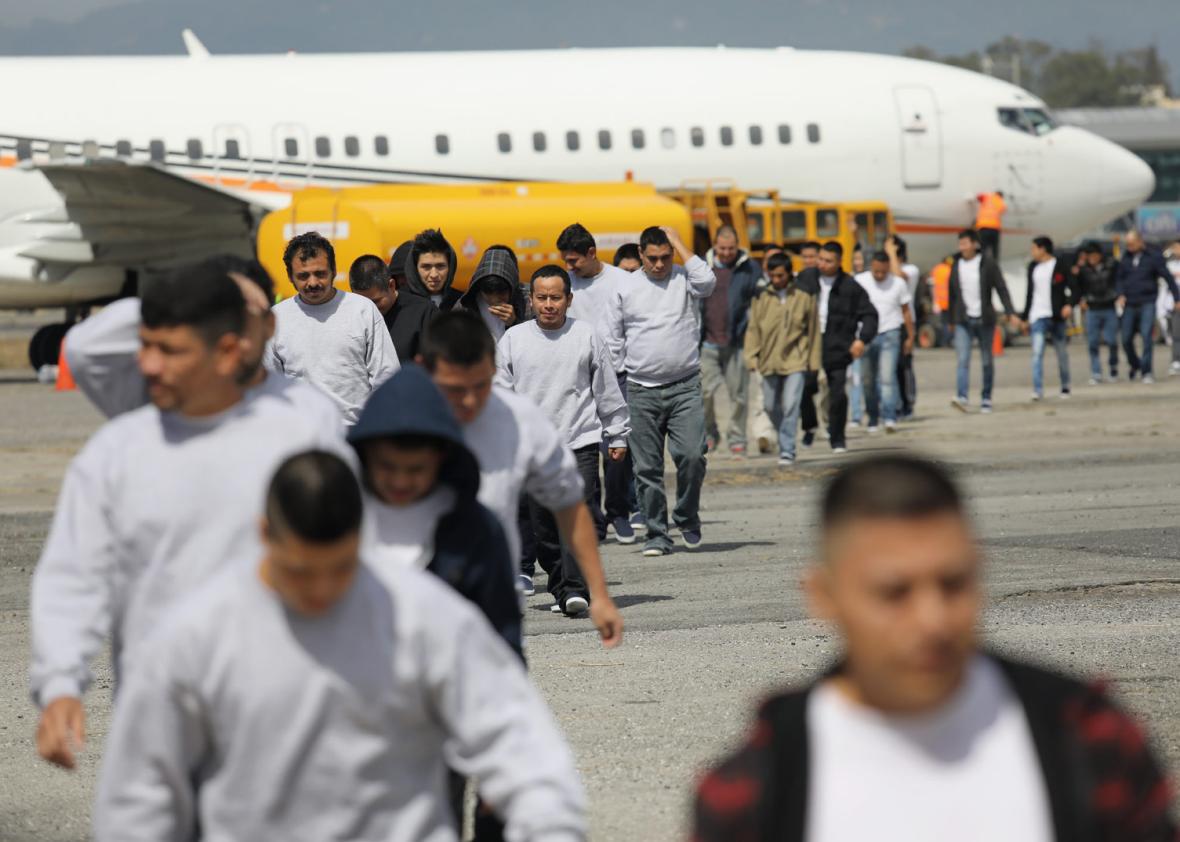 Guatemalan immigrants deported from the United States.