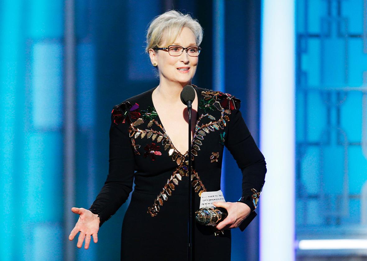 Meryl Streep accepts Cecil B. DeMille Award during the 74th Annual Golden Globe Awards at The Beverly Hilton Hotel on January 8, 2017 in Beverly Hills, California. 