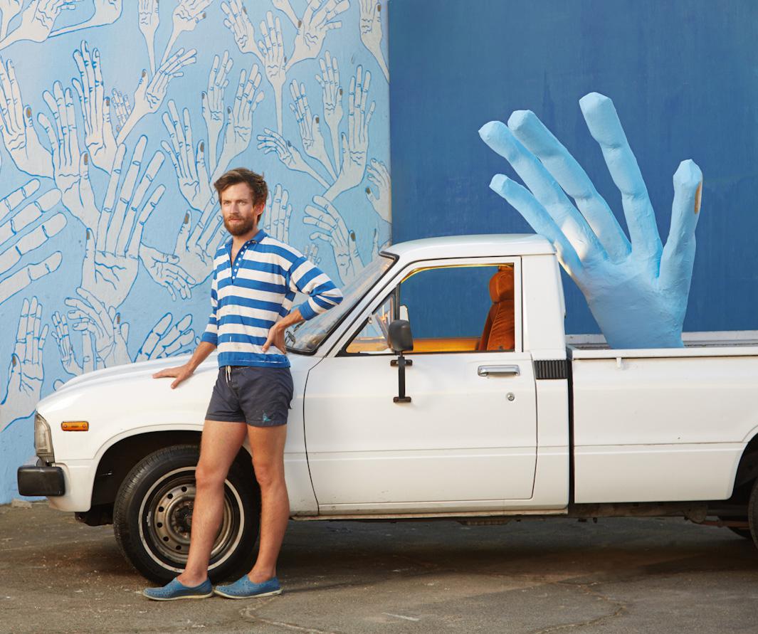 Forrest Kahlil Perrine and his 1983 Toyota Pickup, Downtown Los Angeles, California August, 2013