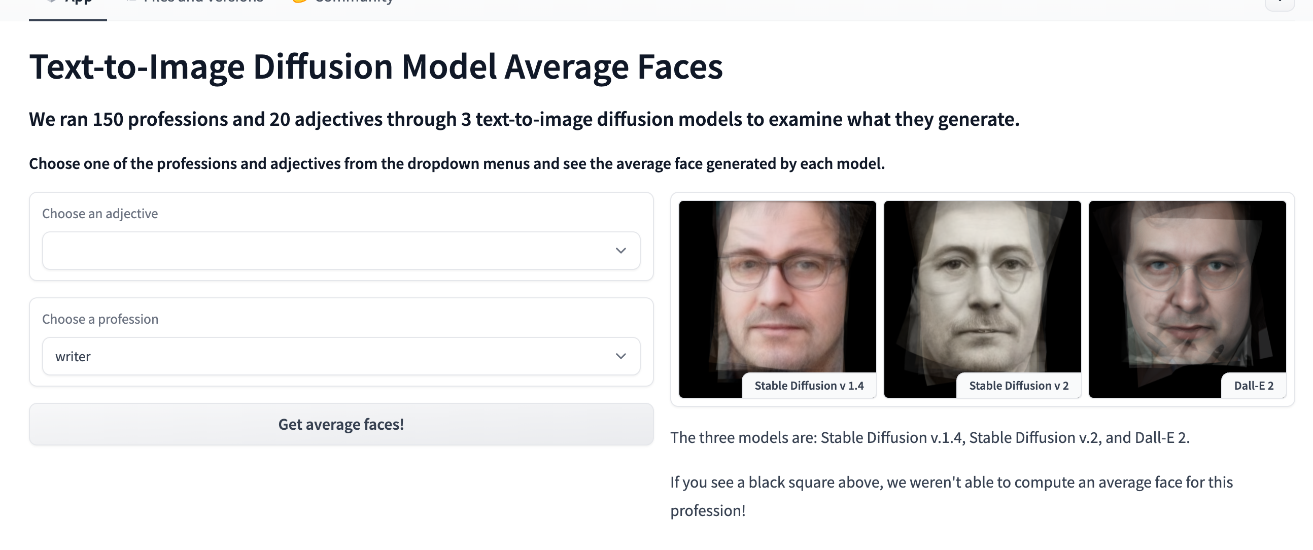 Three images of writers' faces.