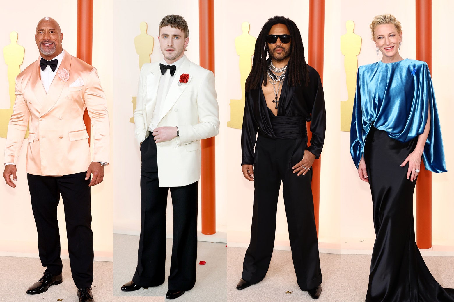 The Rock, Paul Mescal, Lenny Kravitz and Cate Blanchett at the 2023 Oscars.
