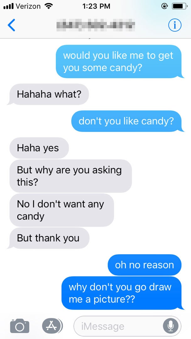 Text message conversation.