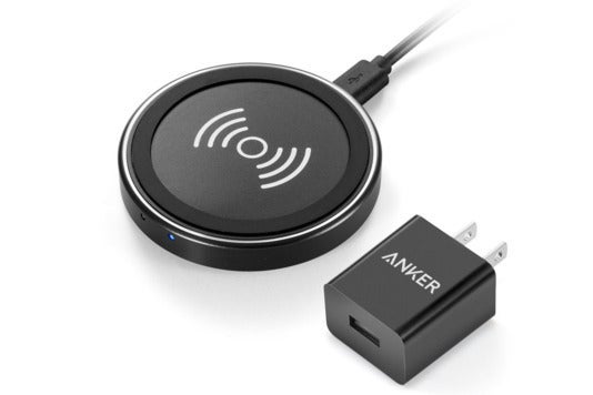 Anker wireless charger pad and wall charger.