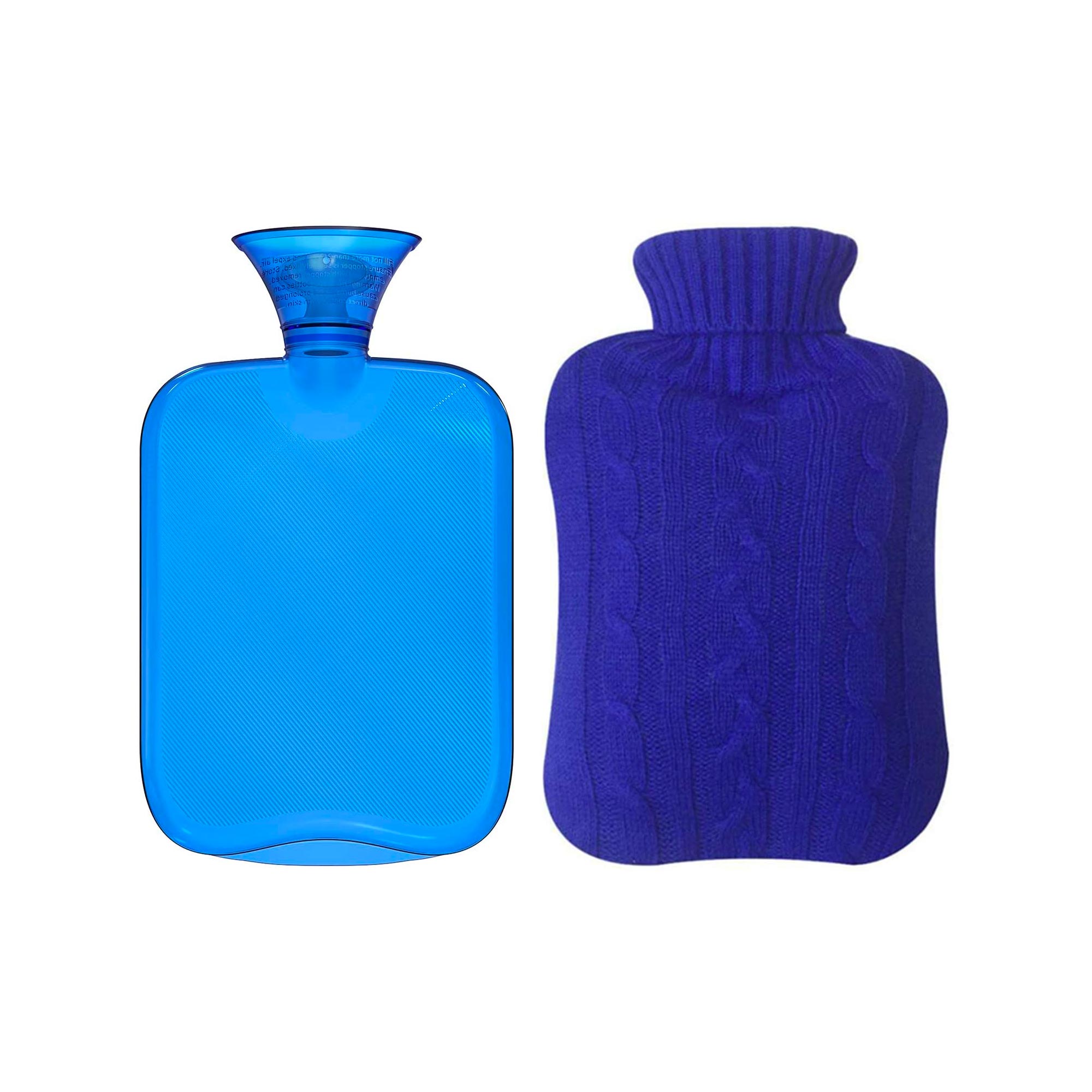 Hot water bottle in a cover resembling a turtleneck sweater