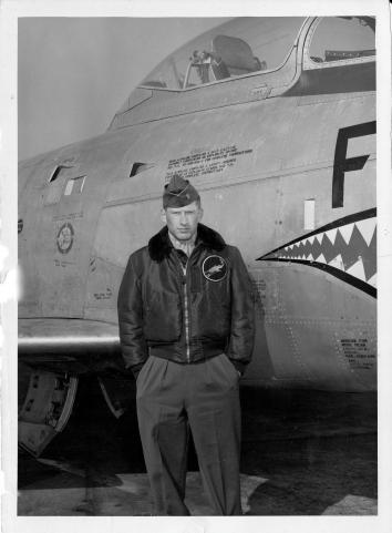 Major Thomas David Dobbs, USAF, and his F-86D Sabre Dog 