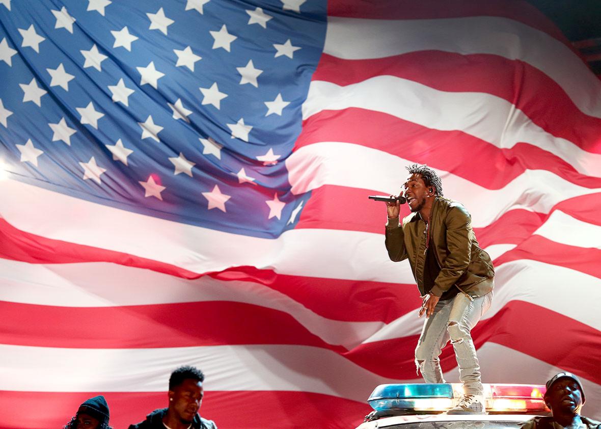 Kendrick Lamar performs onstage during the 2015 BET Awards.