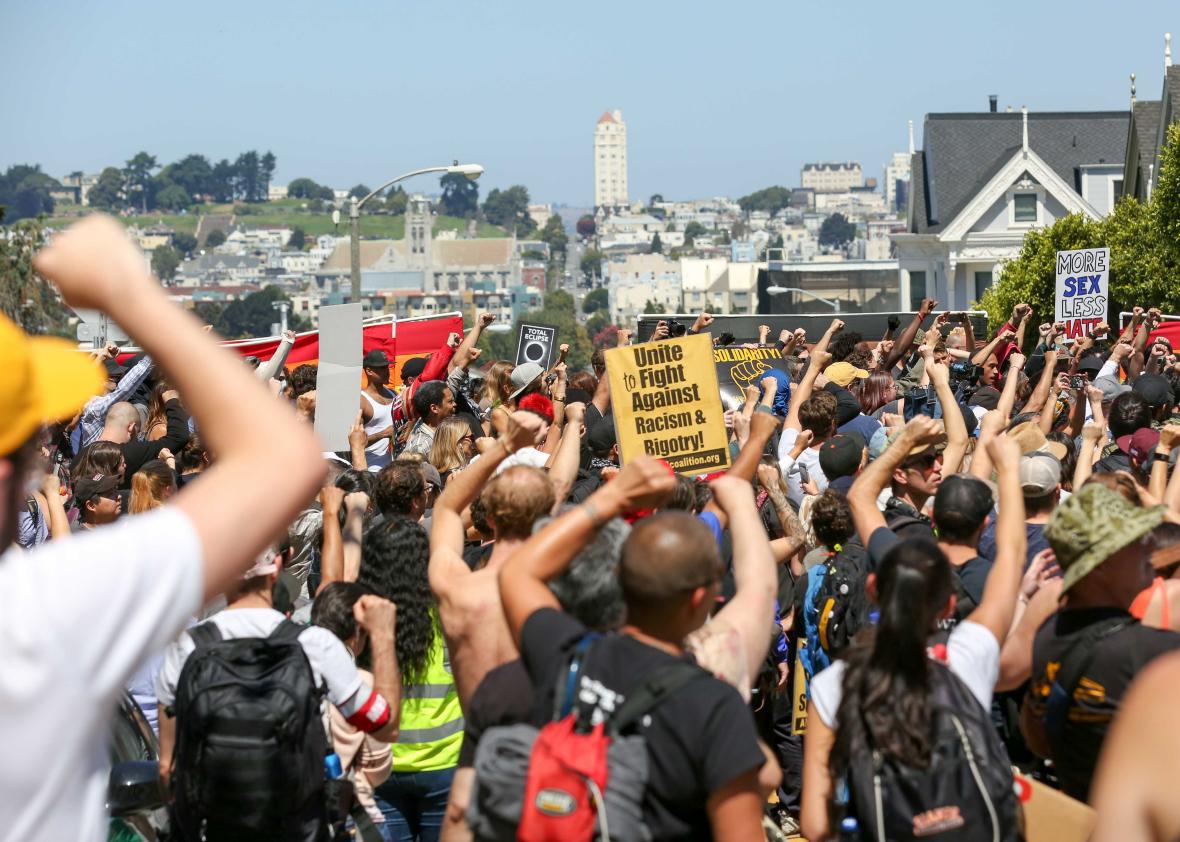 Counterprotesters march in San Francisco to protest canceled farright