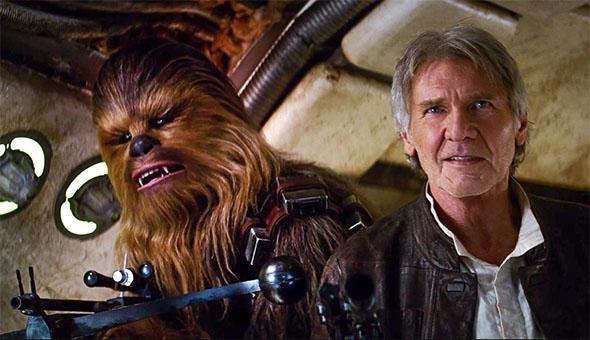 Chewbacca and Han Solo in a still from the Star Wars: The Force 