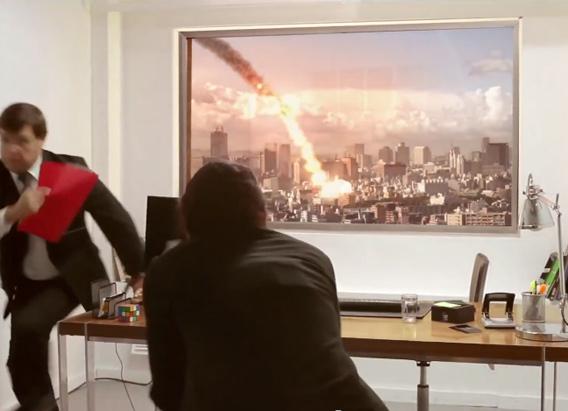 LG TV ad featuring an asteroid impact