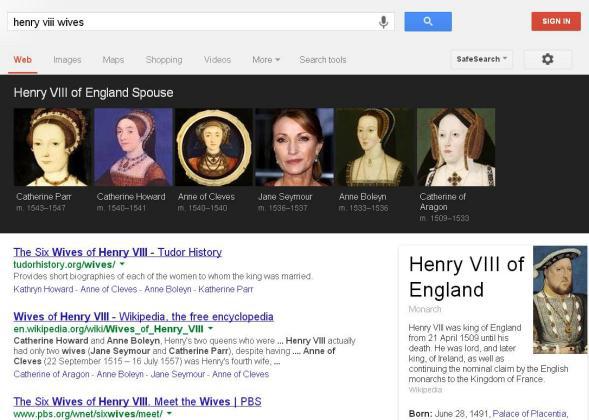 Henry VIII wives Google search result
