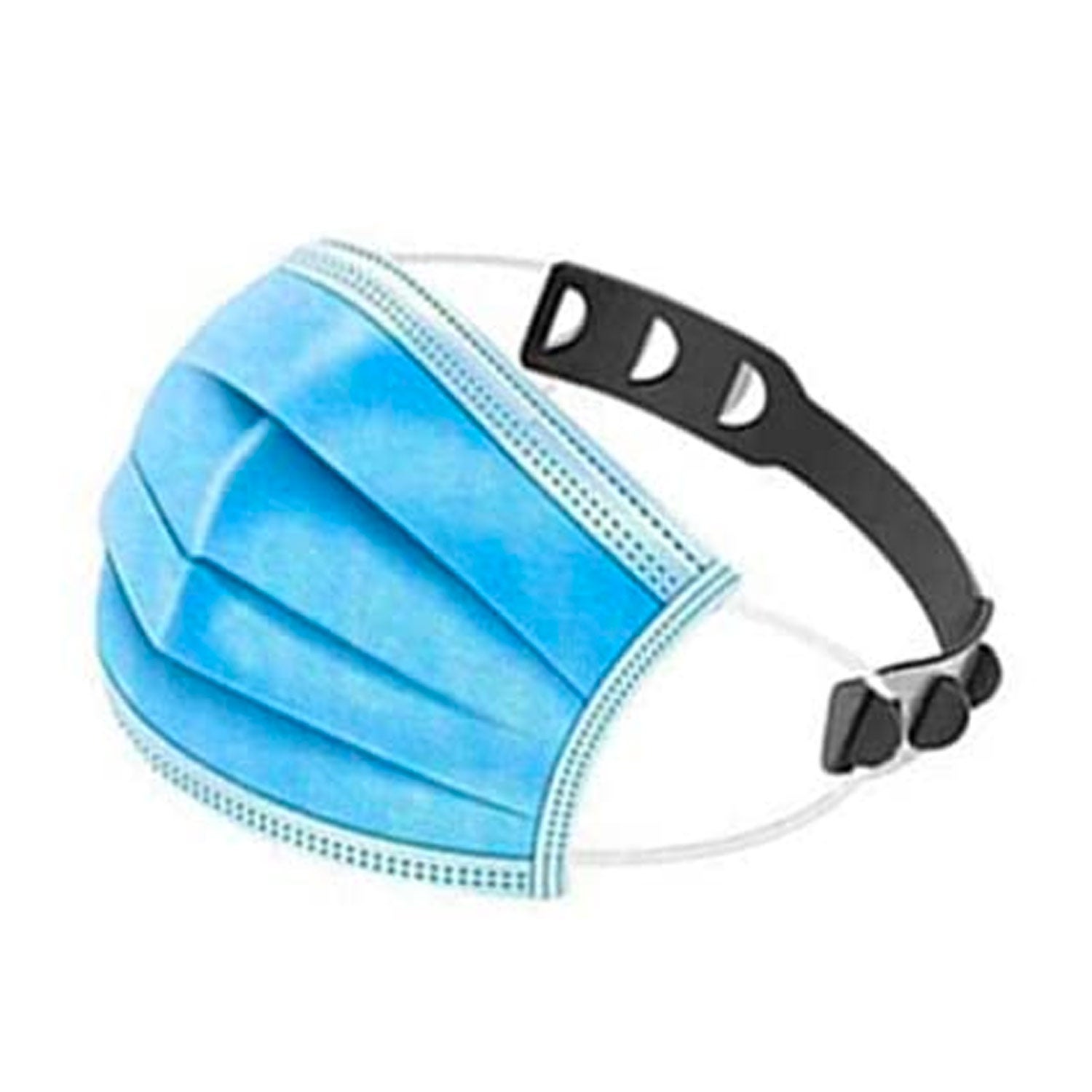 A surgical mask with a mask strap extender.