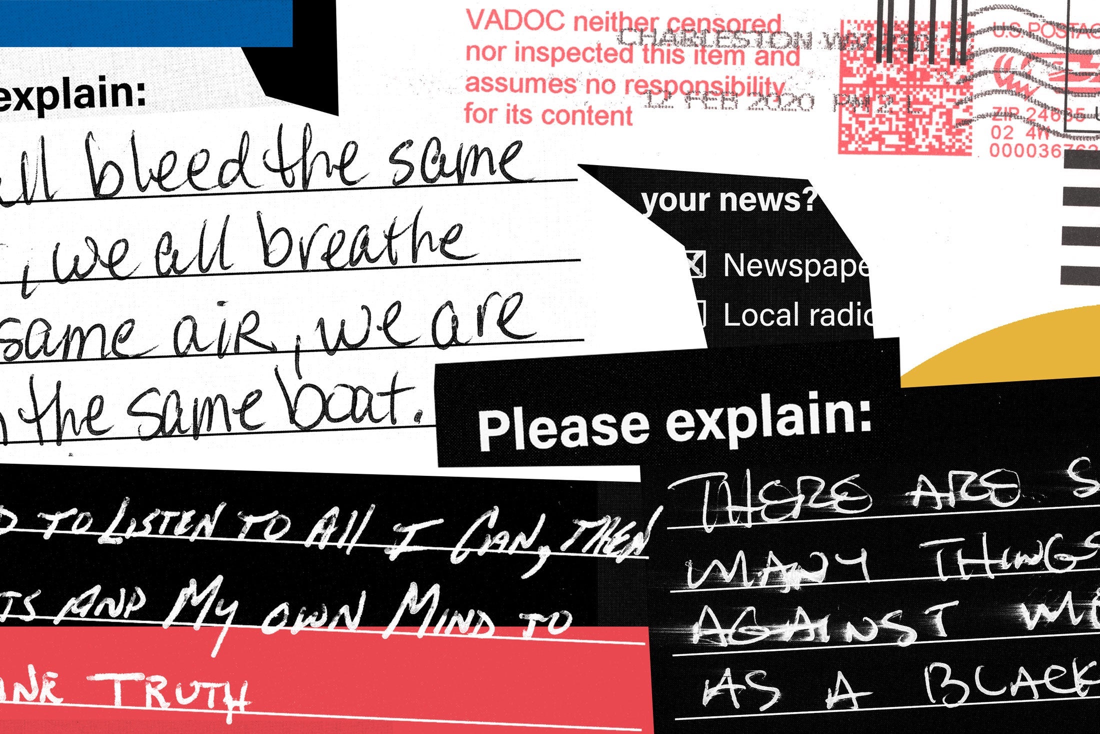 An illustration combining snapshots of handwritten responses from the survey.