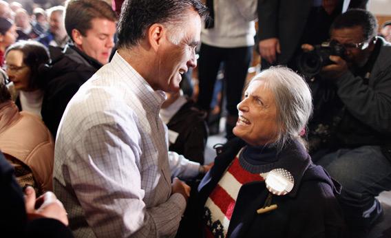 Mitt Romney and female supporter.