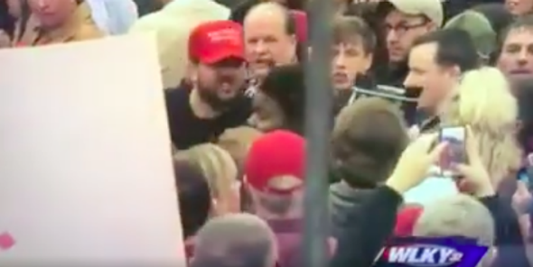 Black woman shoved at Louisville Trump rally