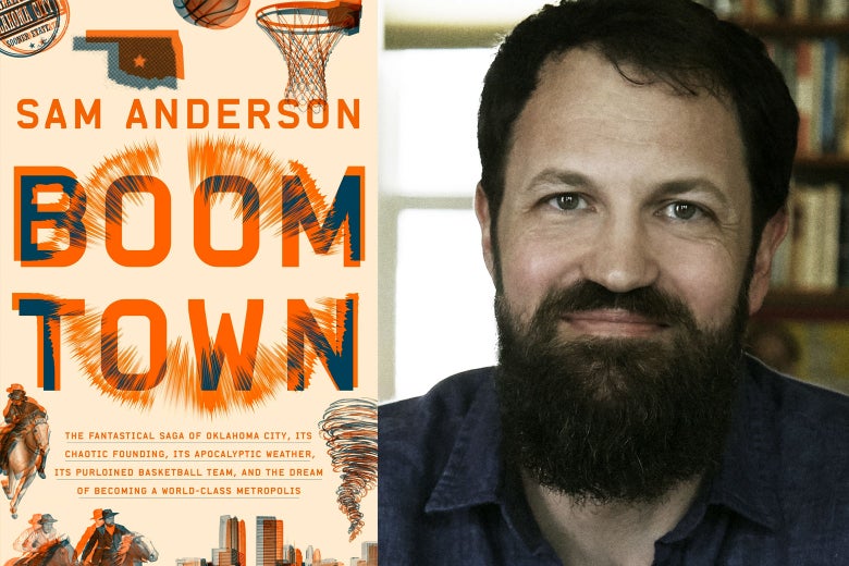 Boom Town book cover alongside its author, Sam Anderson.
