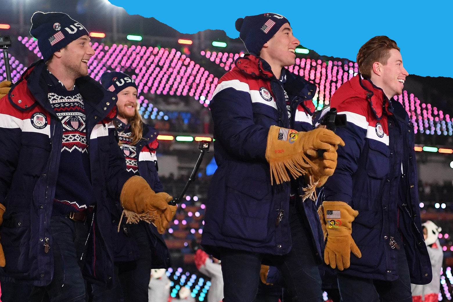 United States athletes take part during the Opening Ceremony of the PyeongChang 2018 Winter Olympic Games at PyeongChang Olympic Stadium on February 9, 2018 in Pyeongchang-gun, South Korea.