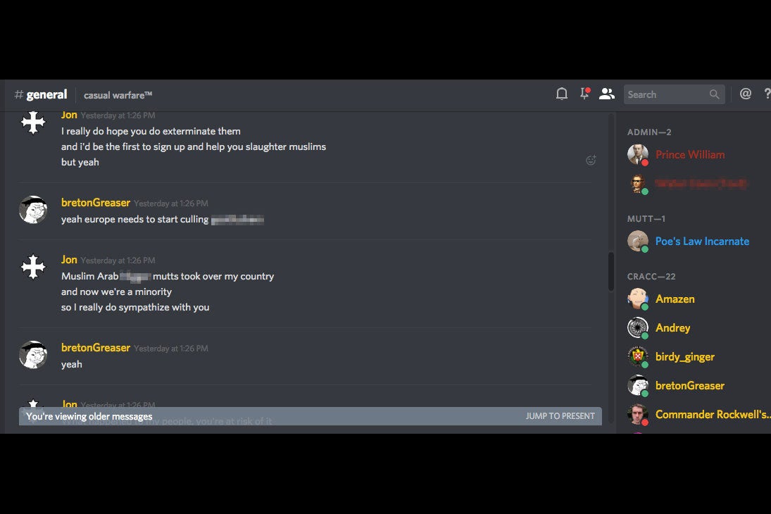 Discord is a safe space for white supremacists.