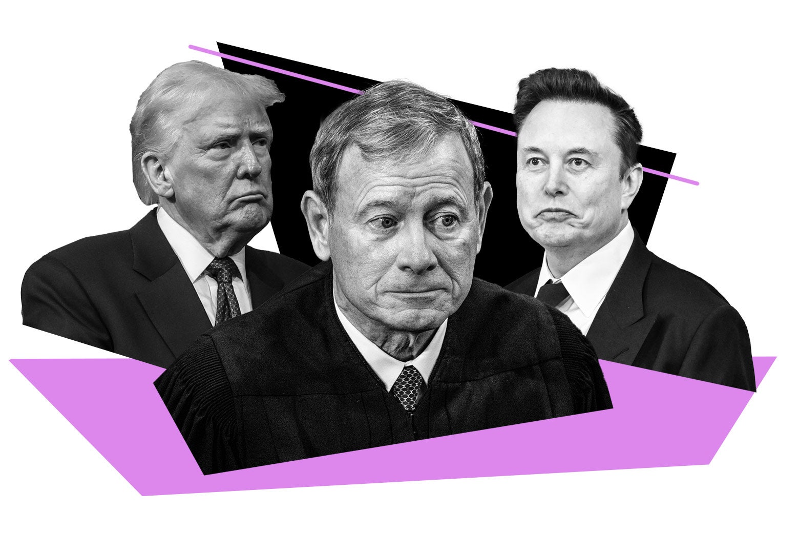 Donald Trump, John Roberts, and Elon Musk.