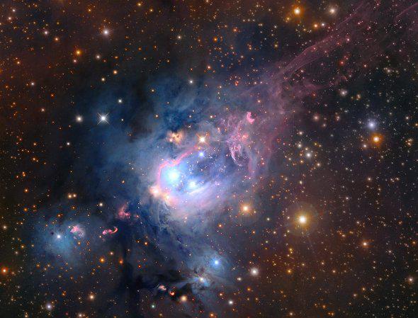 NGC 7129 deep image reveals a cosmic blowout.