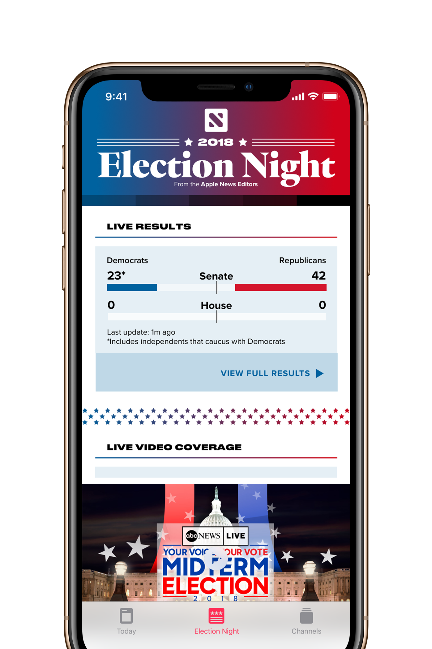 Apple News’ election-night interface.