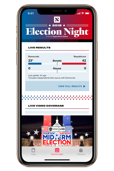 Apple News’ election-night interface.