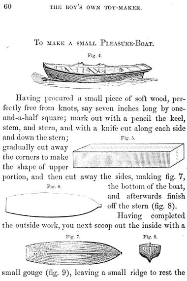 A page from The Boy’s Own Toy-maker, 1860, on how to make a "small pleasure boat."