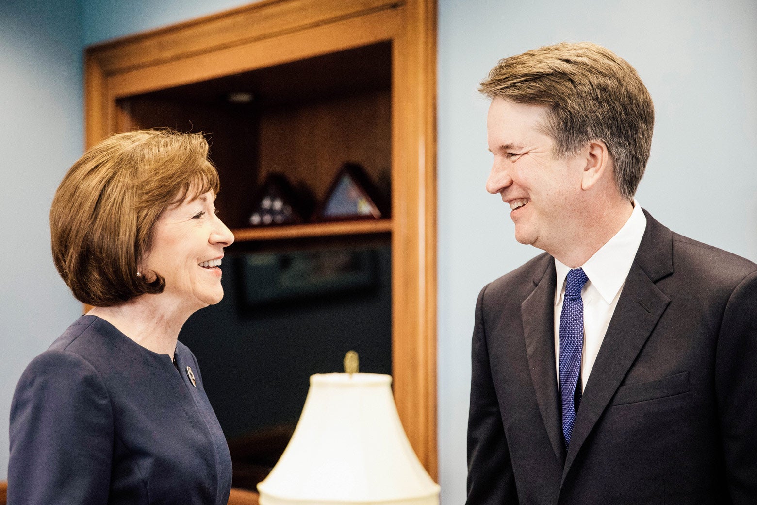 U.S. Sen. Susan Collins meets with Supreme Court nominee Brett Kavanaugh on Capitol Hill on Aug. 21.