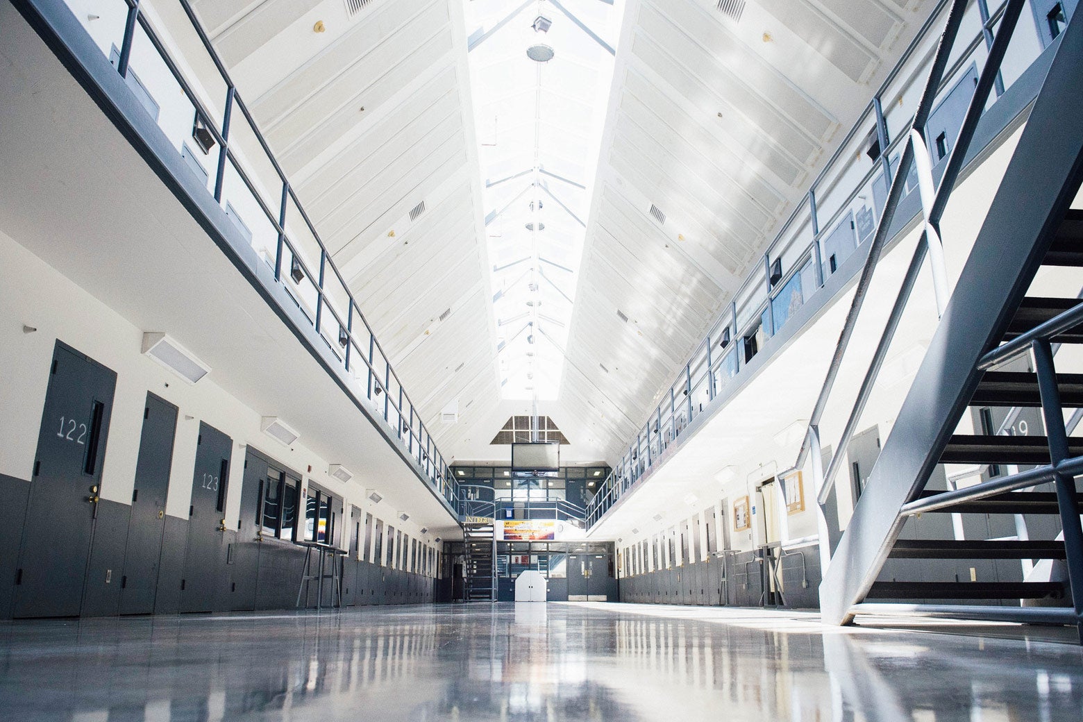 A cell block at the El Reno Federal Correctional Institution in El Reno, Oklahoma.