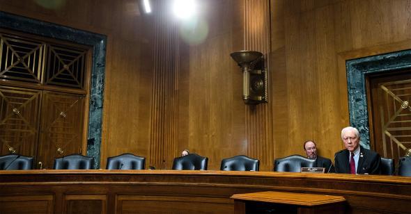 Senate Finance Committee empty chairs