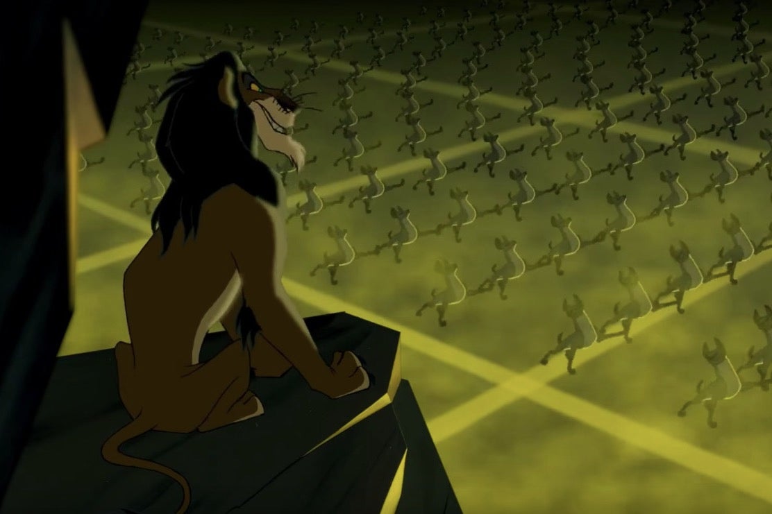 Scar and the hyenas in "Be Prepared."