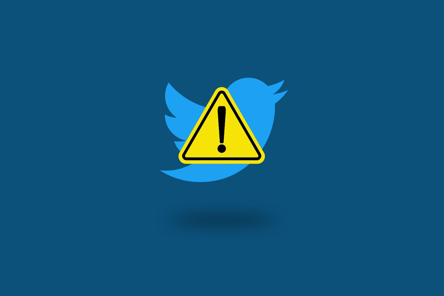 A Twitter bird with a Critical Warning symbol over it (an exclamation point in a rounded yellow triangle).