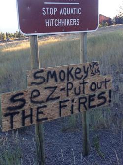 put out the fires sign. 