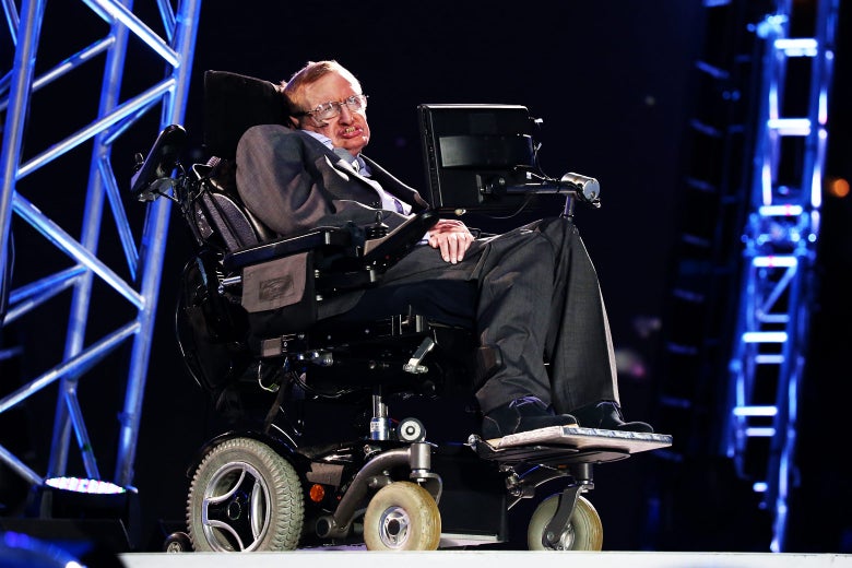 Professor Stephen Hawking speaks during the London 2012 Paralympics at the on Aug. 29, 2012, in London.