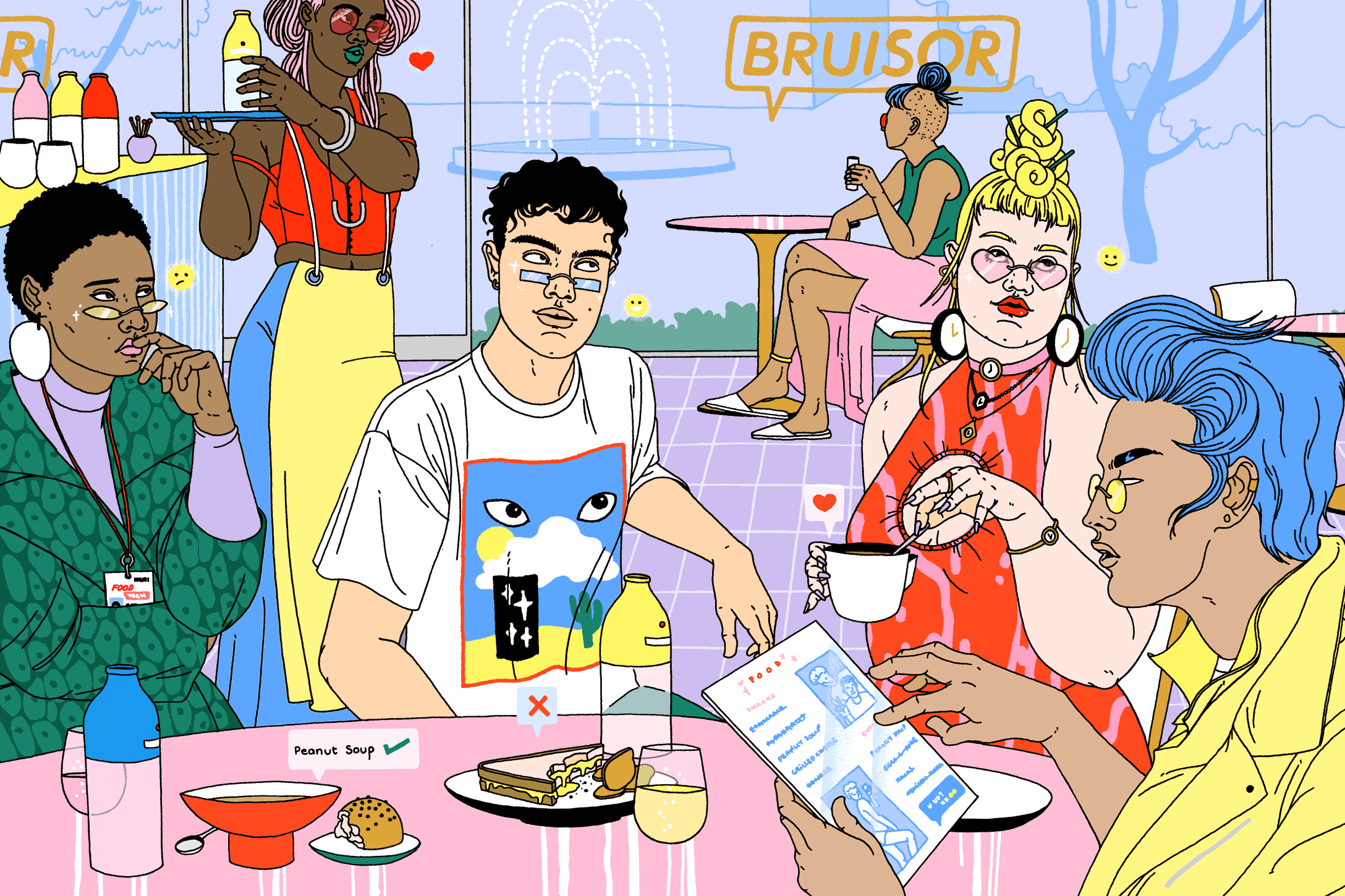 Mason and friends congregate over a simple meal.