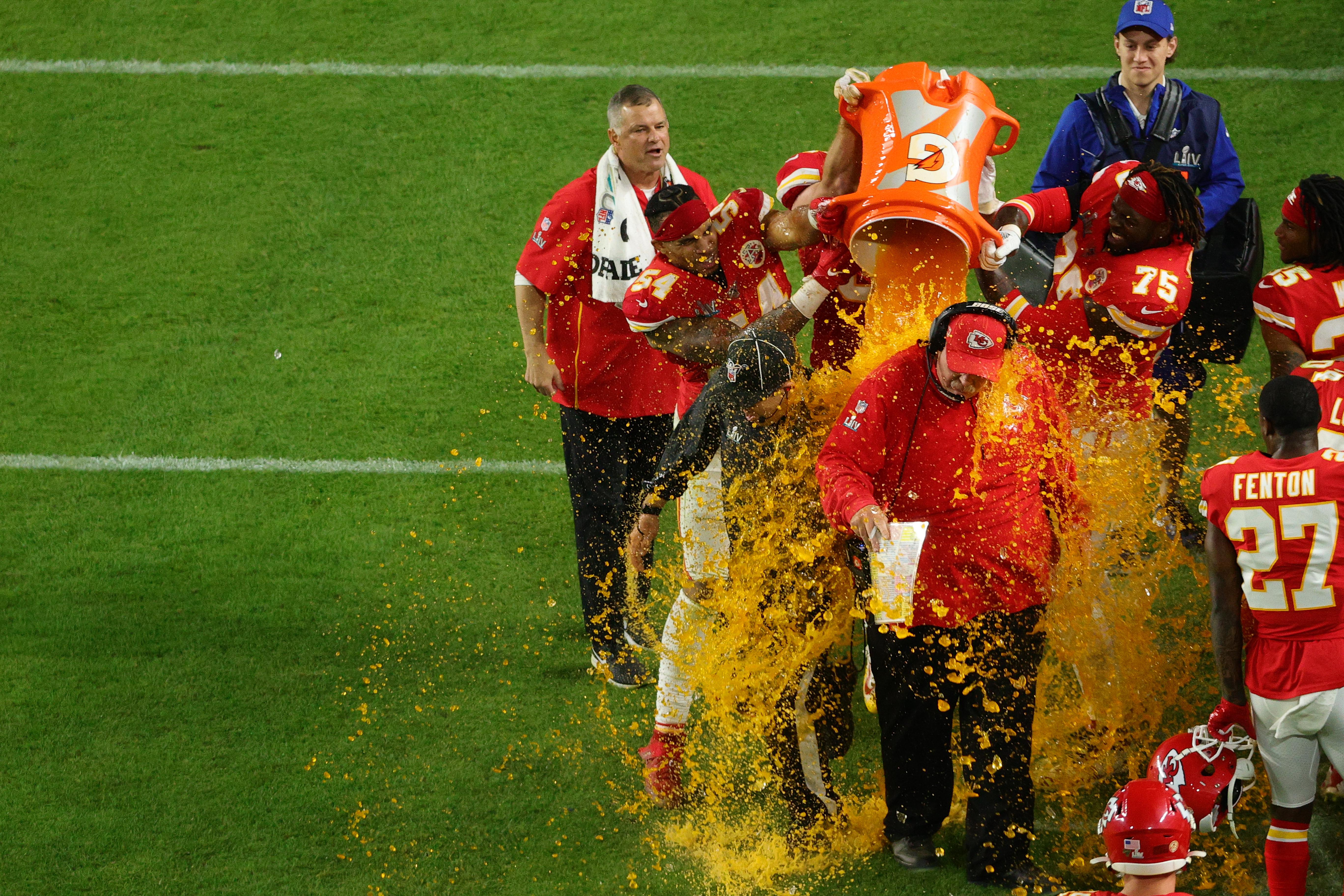 What color was the Gatorade in the Super Bowl this year? Andy Reid