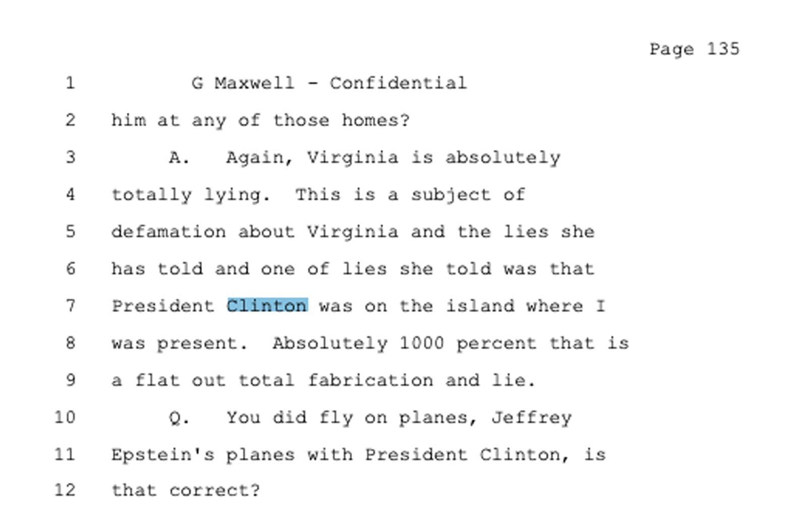 A page from the Maxwell deposition.