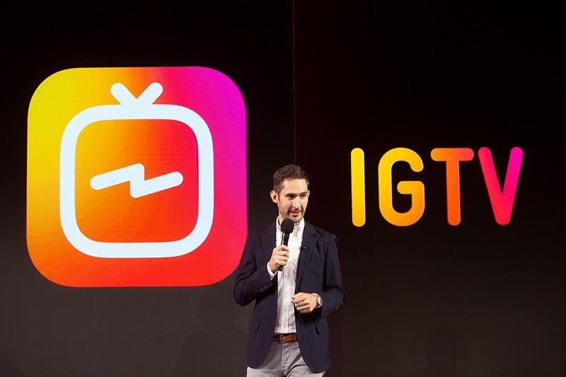 Instagram CEO Kevin Systrom at Wednesday's announcement in Menlo Park, California.