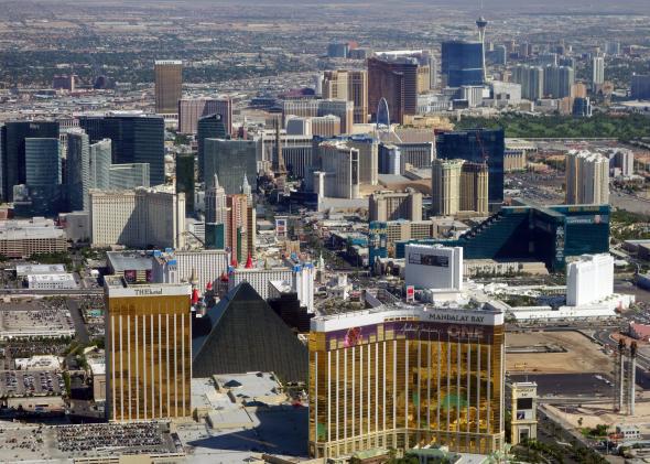 Aerial shot of the Las Vegas strip.
