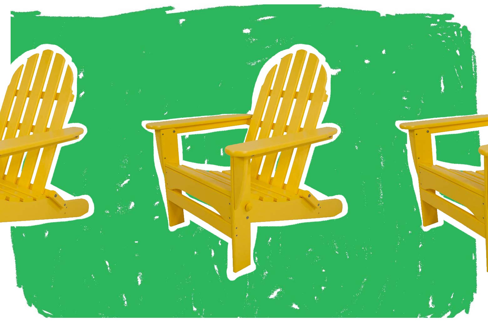Yellow Adirondack chairs.