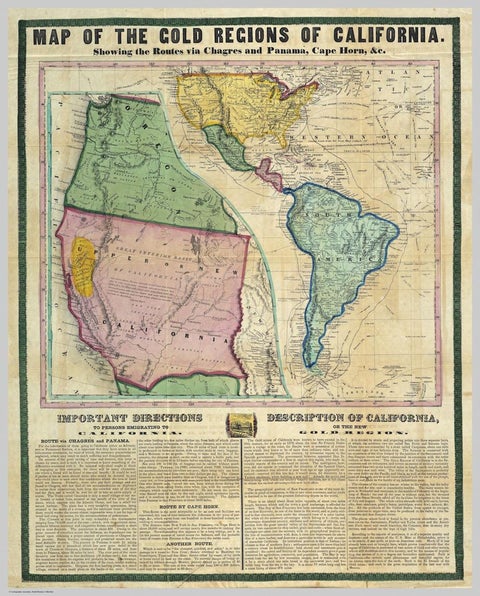 Gold Rush Map: Guided prospectors headed to California