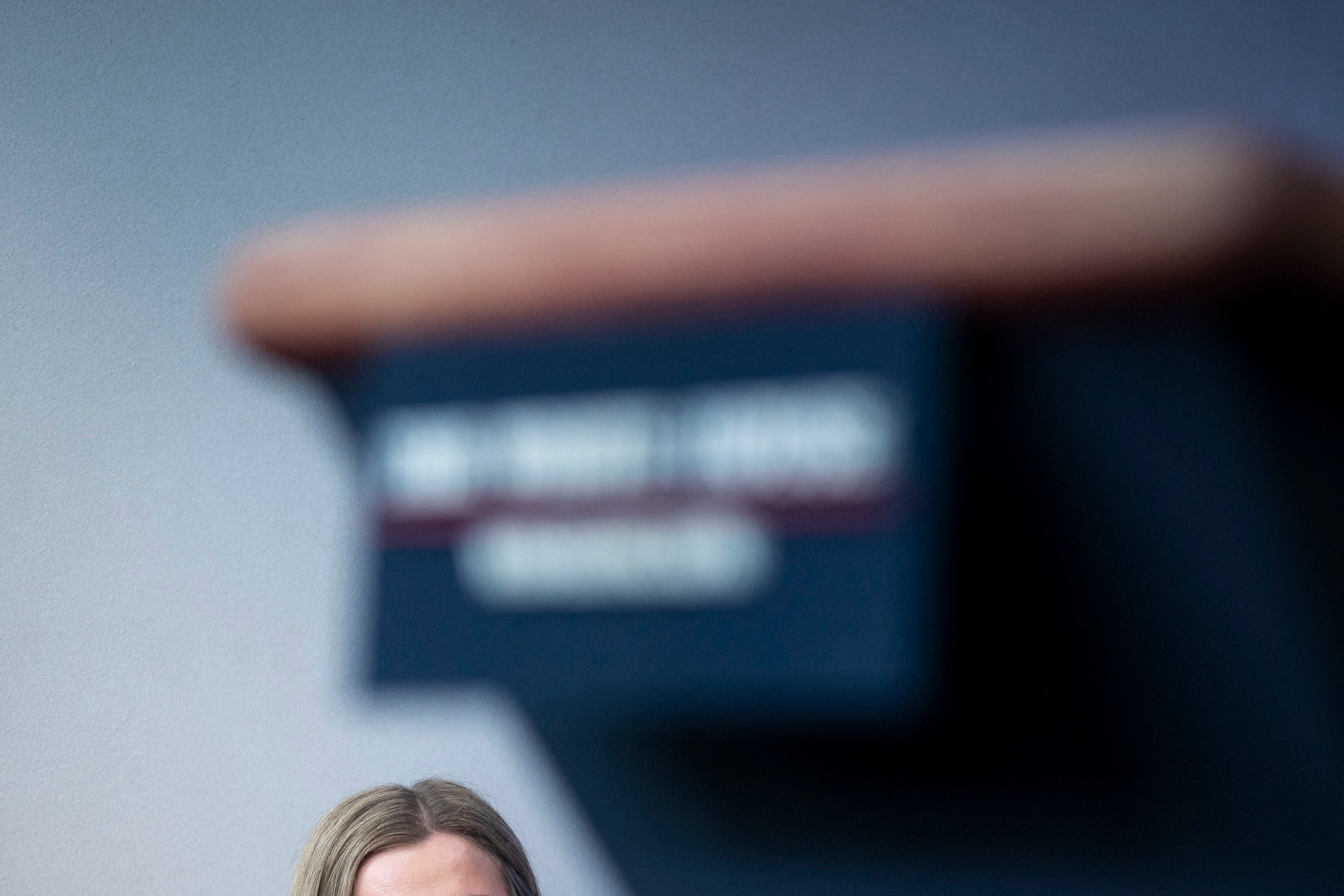 Sarah Matthews, a former White House deputy press secretary, sits and listens to a briefing in 2020.