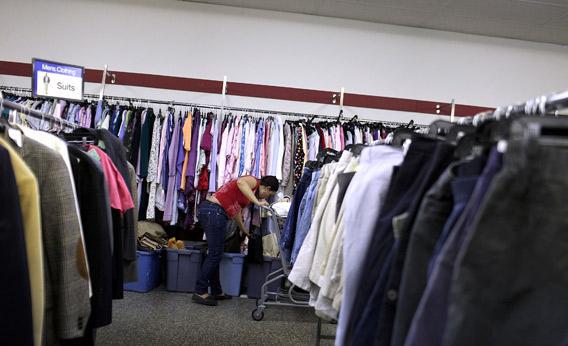 A woman shops at a Salvation Army thrift store on May 14, 2012 in Utica, New York.