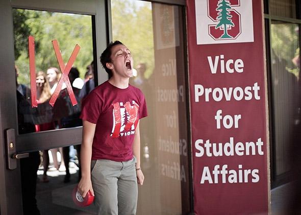 Students protest Stanford's handling of sexual assault cases. 